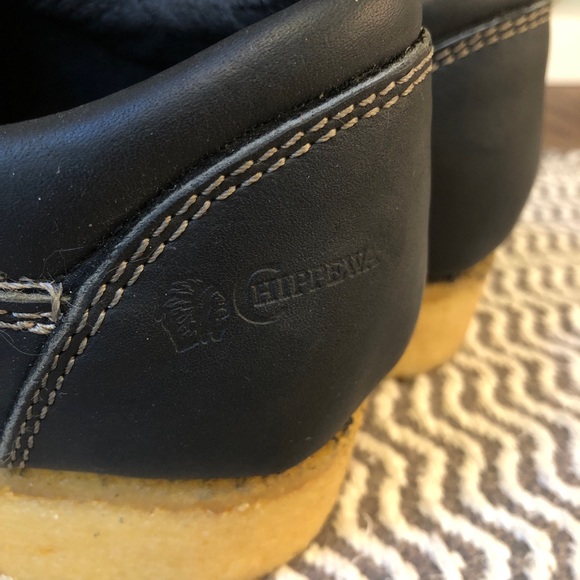 Black Chippewa Moccasin Oxfords with Crepe Sole - Picture 4 of 4